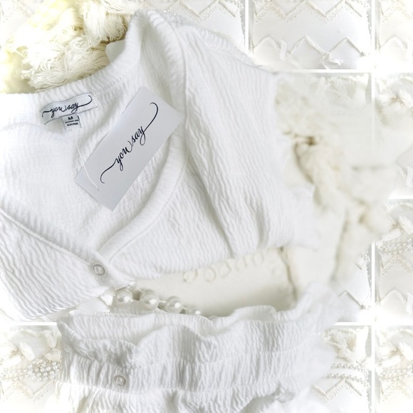 YOU SAY | M | Henley Ruffle Tank Gauze Top Bottom Button Stretch Pajama Set NWT - Picture 7 of 16